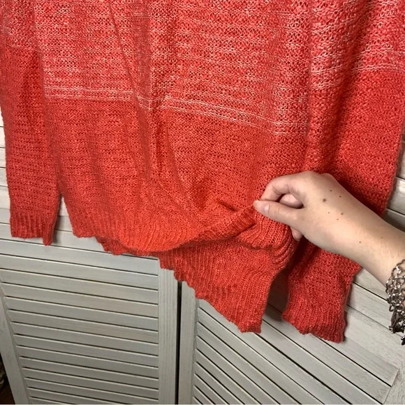 Cloud Chaser Color Block Cream and Pink Acrylic Knit V Neck Sweater - Picture 8 of 11